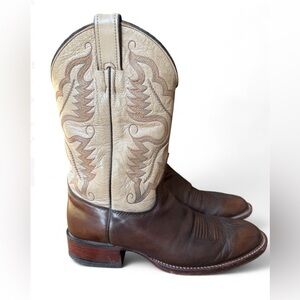 Men’s Justin Two-Tone Western Leather Boots size 8 pre-owned cowboy
